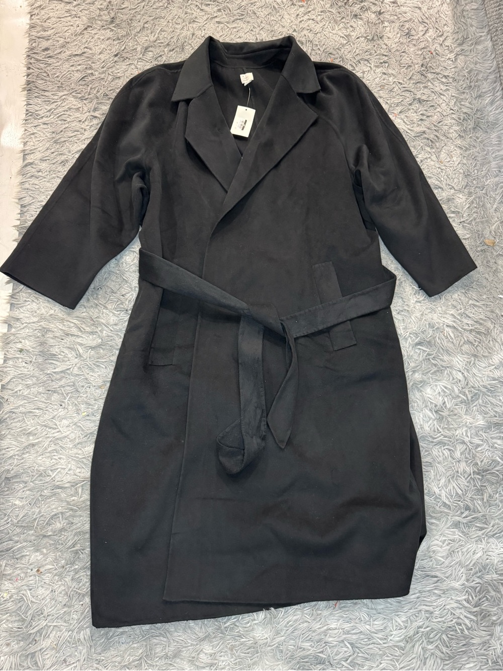A New Day Women’s Tie Front Trench Coat - Black Size 4X NWT
